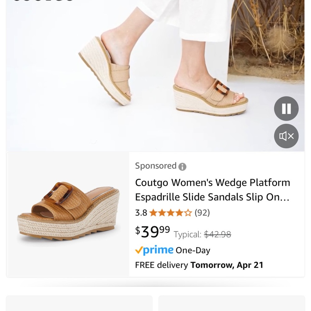 Women's Tan Wedge Sandals